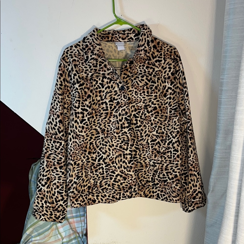 Chico’s Leopard Print Women's Bomber Moto Jacket. 3